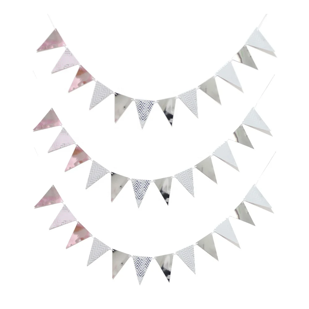 Party Decoration Wedding Decorative Supplies Backdrop Hanging String Bunting Colorful Triangle Flag Banner for Wedding Party