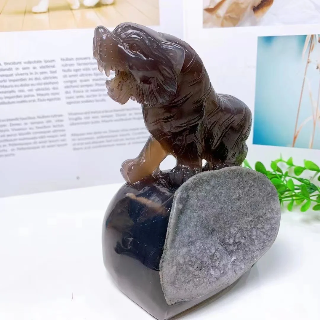 Natural Crystal Crafts Crystal Animal Crystal Agate Druzy tiger