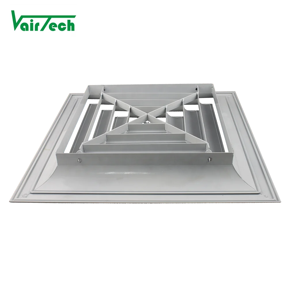 Powder coated 4 way supply ceiling air conditioning diffuser