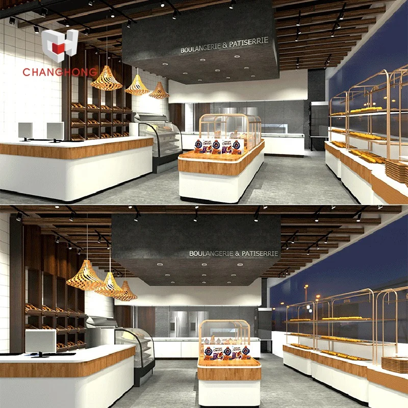 Bread display showcase cabinet wood cake case shelf counter wooden bakery display racks