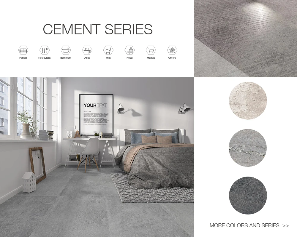 Matt Grey Antique look cement porcelain tile for floor