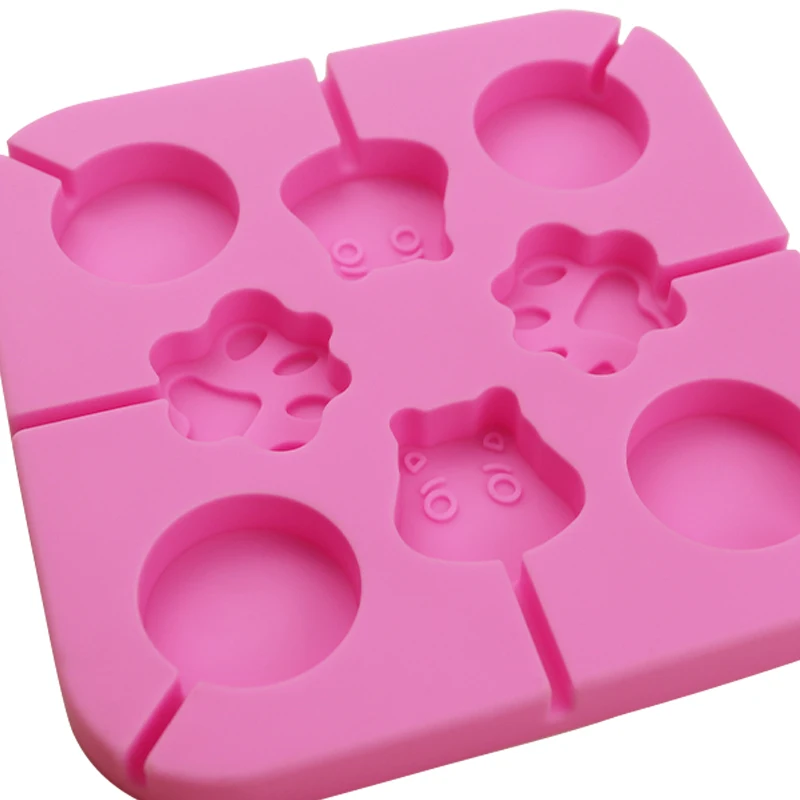 289 factory free sample lollipop mold hard candy silicone hard candy lollipop molds 8 hole feet and bear head shape resin mold