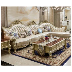 high quality European antique living room sofa furniture genuine leather set bng015