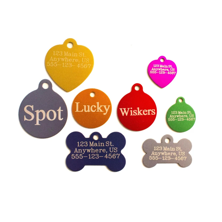 custom anodized blank metal mouse dog tags pet nameplates wholesale laser aluminium dog id tag pet cat pendant