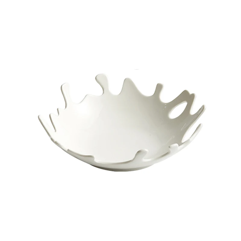 Coral Shaped Plate White Ceramic Japanese Dinner Plate Household Restaurant Fruit Salad Salver Food Container 7.8 Inch Bowl