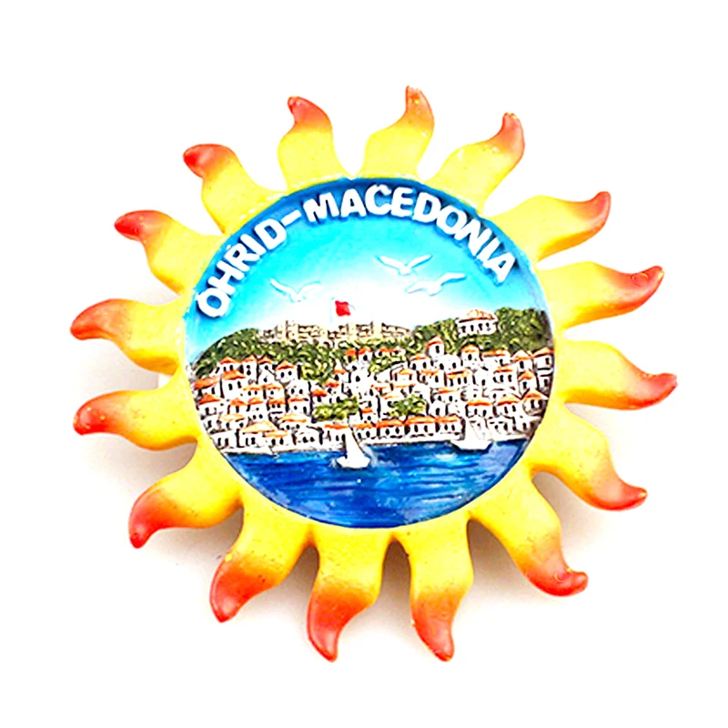 Turkey Kapadokya Balloons Ohrid-Macedonia Sunflower 3D Resin Color Home Decor Multi-coloured Fridge Magnet For Souvenir Gift