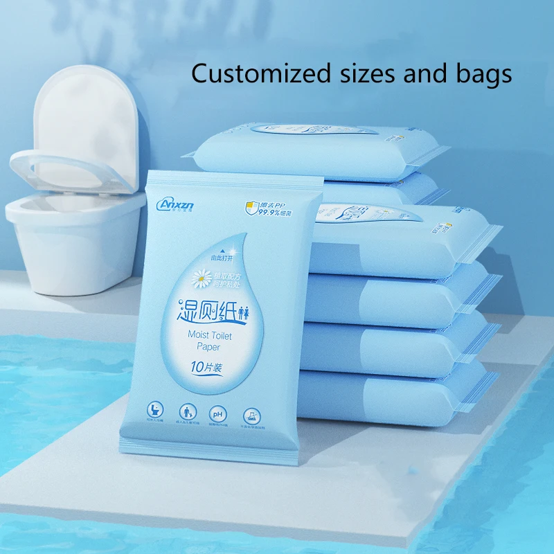 Wholesale Customized Wet Toilet Paper 10 Pieces Flushable Low MOQ Organic Wet Wipes
