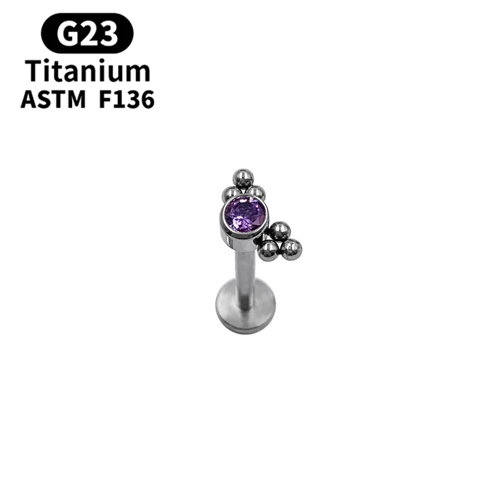 ASTM F136 Titanium New Style Body Piercing Jewelry Crystal Labret Lip Ring