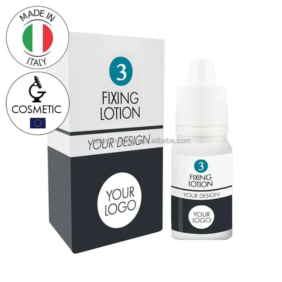 Private label BROW LAMINATION FIXING LOTION 20ml plastic pharmaceutical white bottle Made in Italy Cosmetic