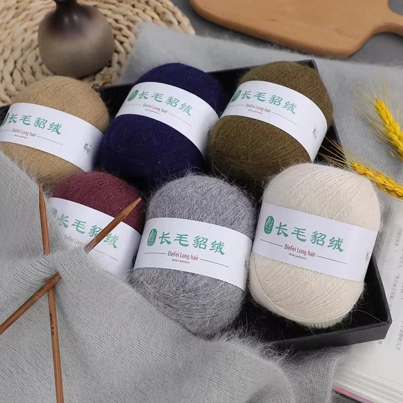 Dimuni 2mm 50g wool yarn Mink Yarn Hand Knitting for Cashmere Wool Yarn Soft Long Hair Crochet Yarn Thread For Cardigan