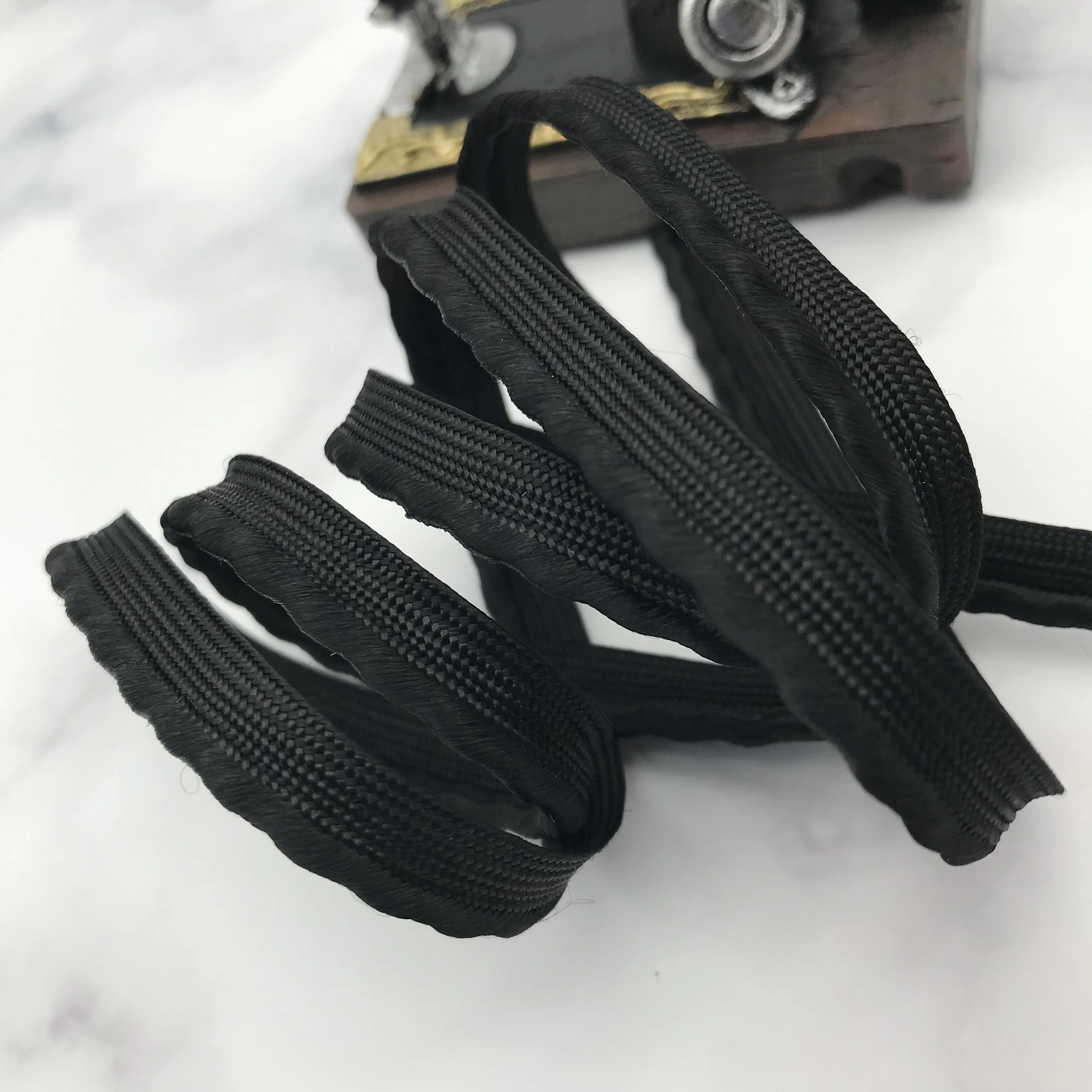 
9mm new design rayon webbing tape wavy piping cord 