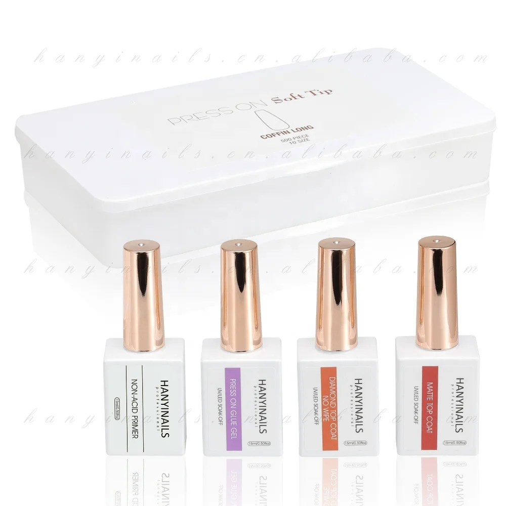 Hanyinails Wholesale private label gel tips system press on gel tip glue