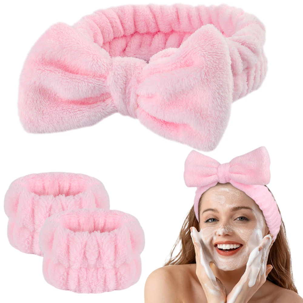 Wholesale 3pcs/set Washing Face Washband Hairband Hair Accessories Spa Makeup Sponge Terry Wristband Headband Set For Women