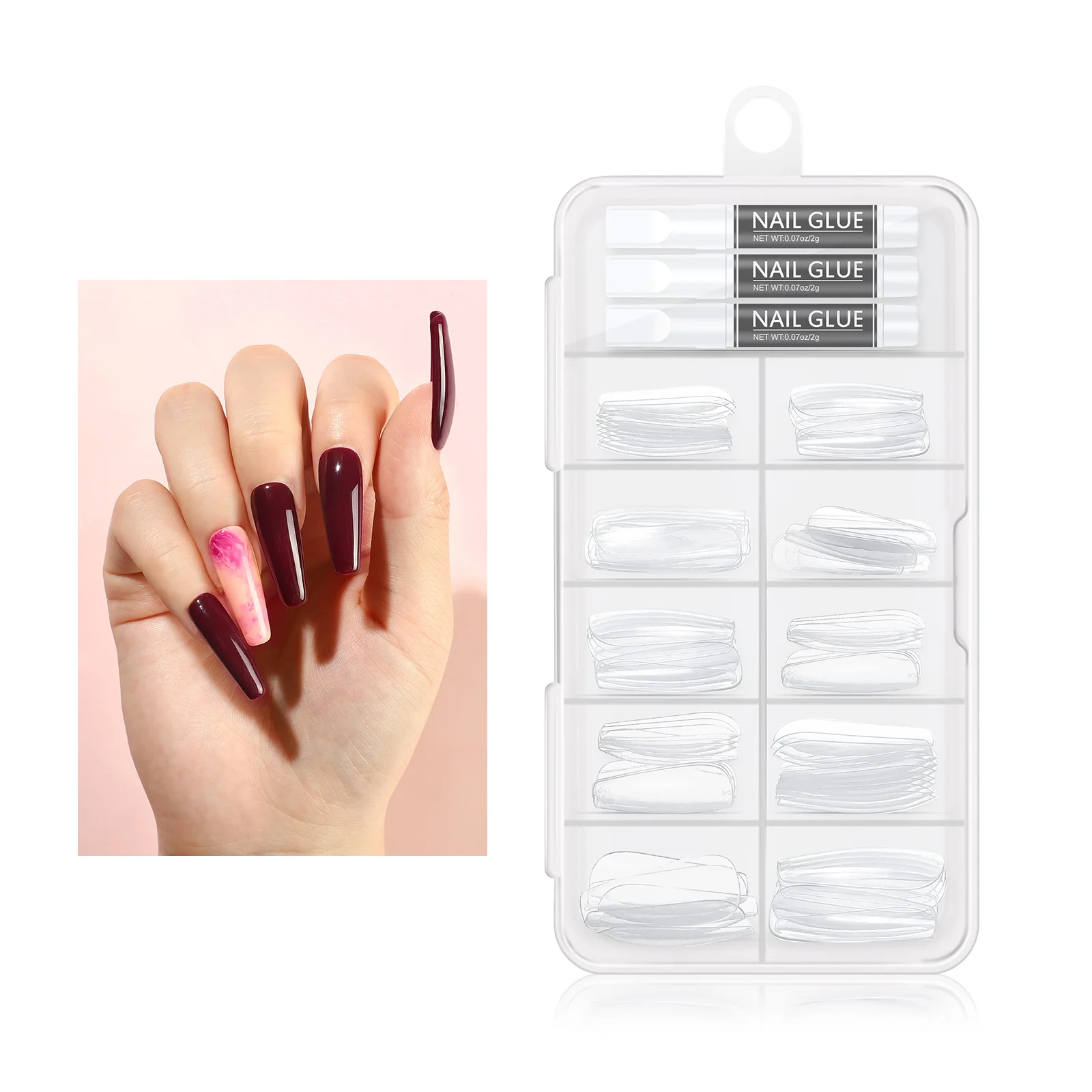 100pcs Box Nail Tips Full Cover French Customized Art Picture Style Finger with Nail Glue Color Design Material Origin Type OEM