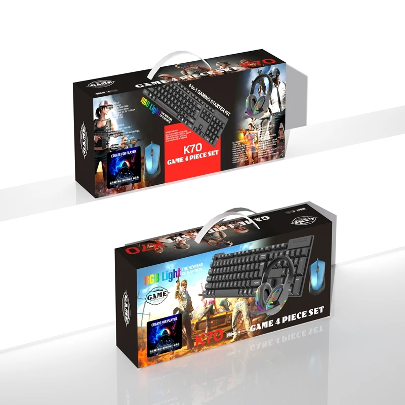 2021 wholesale High quality RGB light 4 in 1 gamer keyboard and mouse headset pad game set