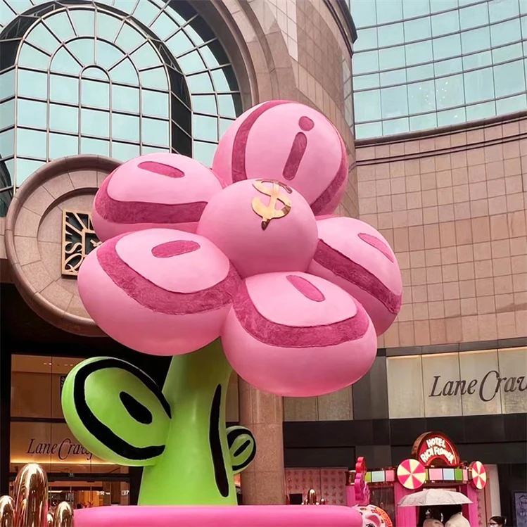 Customized fiberglass cartoon tree sculpture shopping mall decorated with large fiberglass statues