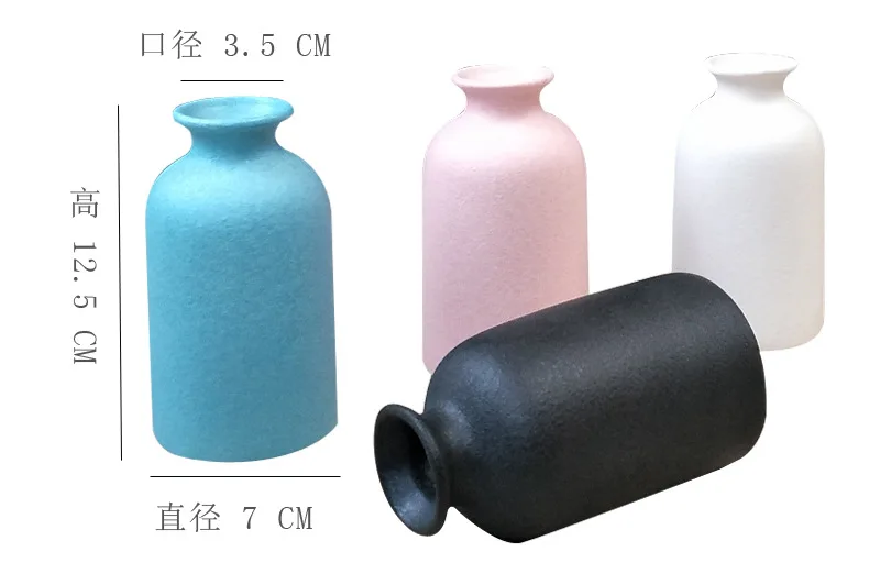 Nordic retro creative home furnishings cylinder bottle shape hydroponic container coarse pottery frosted ceramic vase