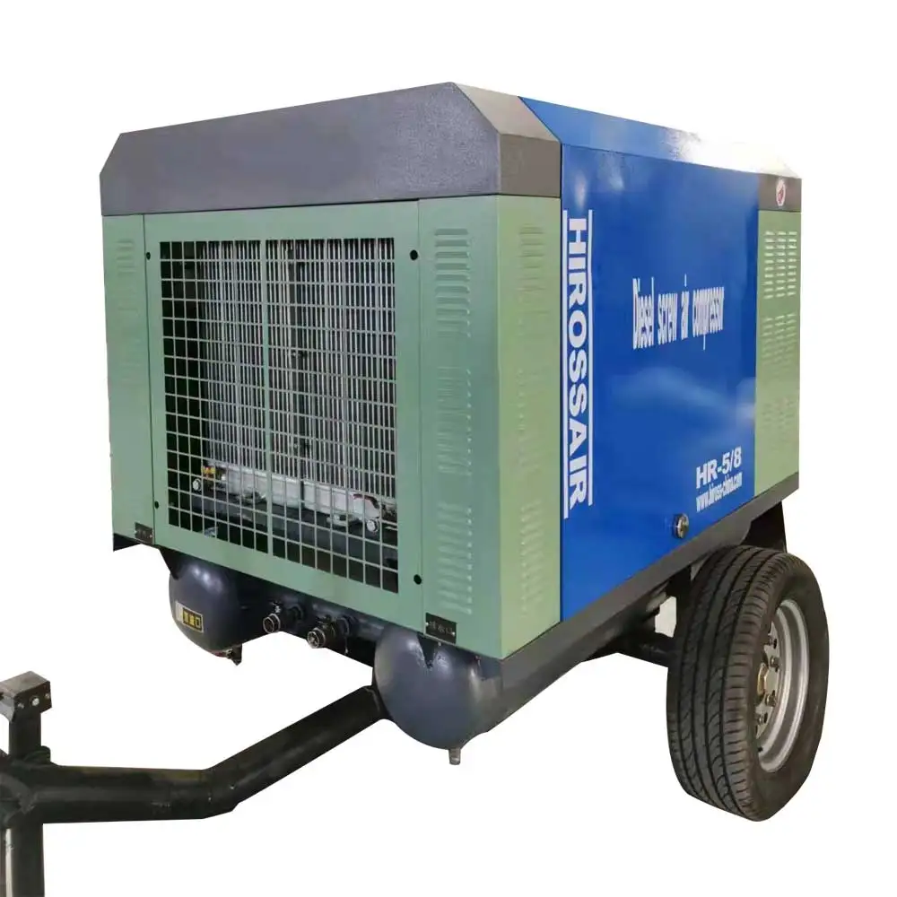 HR-5/8 Mining Diesel Powered Screw Air Compressor Diesel Air Compressors Price For Sand Blasting 185 cfm air compressor