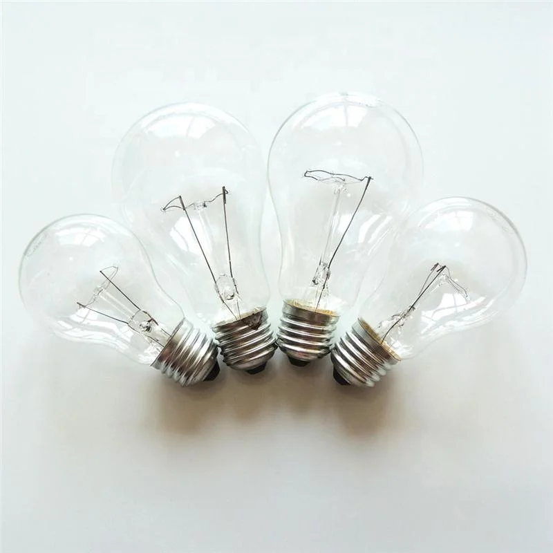 A55 A58 A60 A70 40w 60w 75w 100w 150w 200w 110v 220v E27 B22 iron aluminum base incandescent clear bulbs