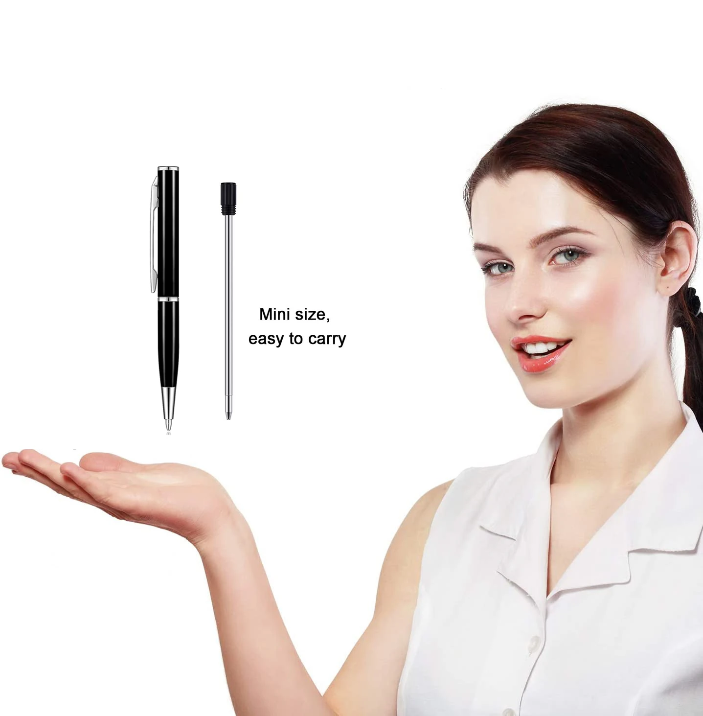 Mini Metal Pens Rotatable Miniature Pen Small Pocket Size Pens Signature