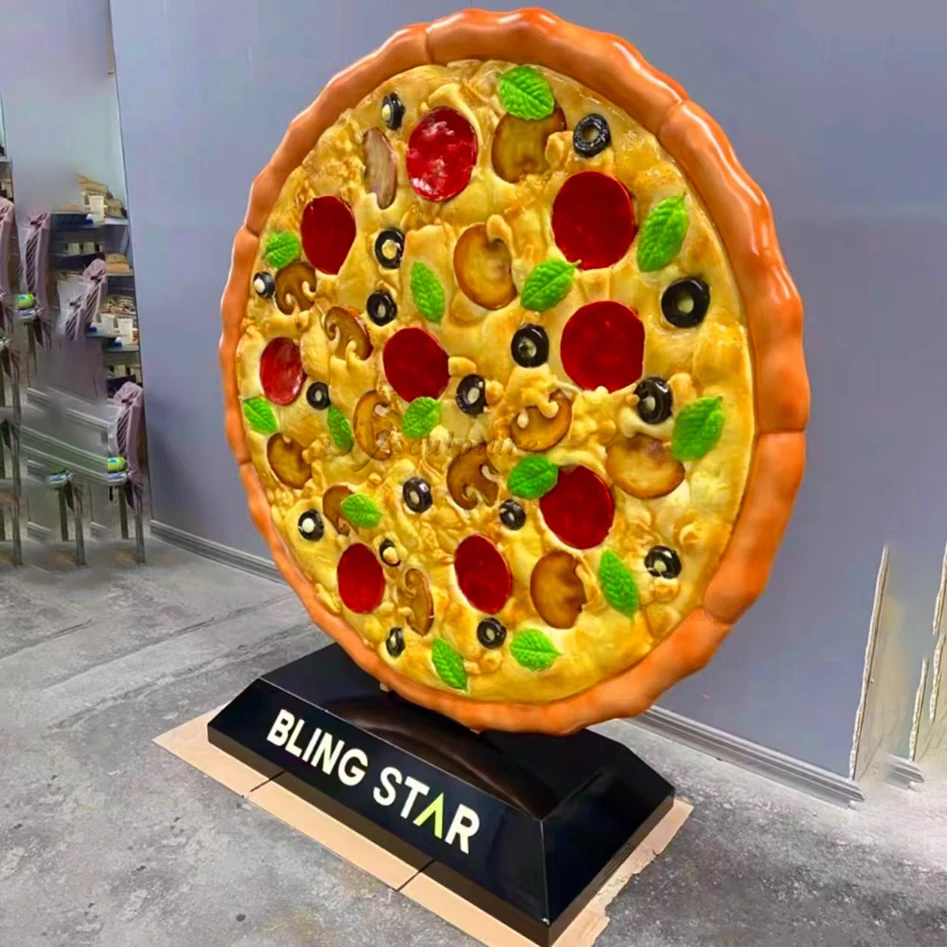 Simulated food Outdoor large fiberglass sculpture custom pizzeria Dessert shop Egg Tart resin statue realistic decoration