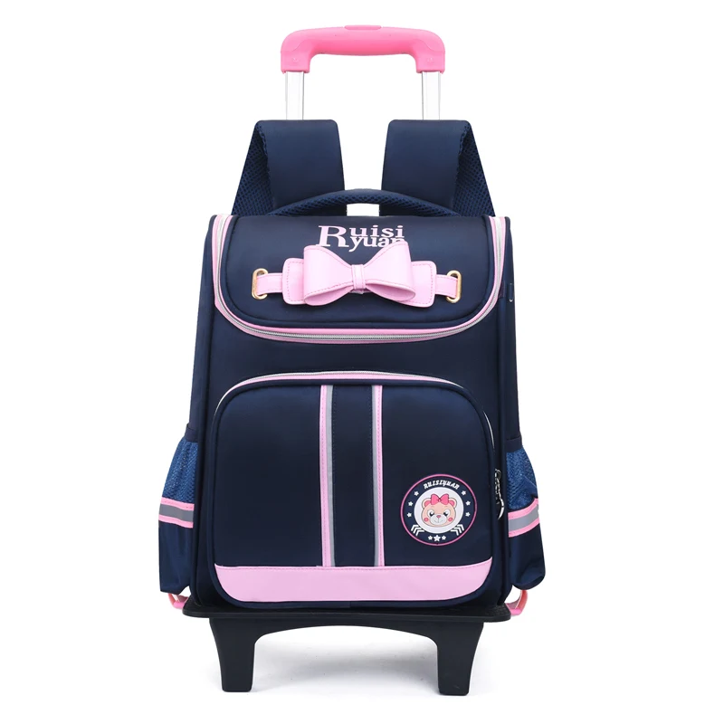 3-6 Grades Children School Bags Kids Travel Rolling Luggage Bag Trolley School Backpack Girls Backpack 2 or 6 Wheels Book Bag