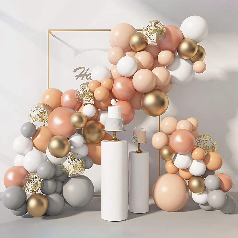 Kiaye 129PCS Gray Confetti Balloon Arch  Orange Ballon Garland Kit Baby Shower Garland Set  Birthday Party Decoration Supplies