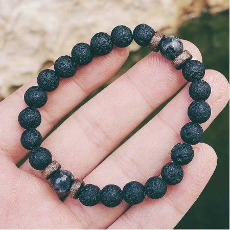 Men Bracelet Natural Moonstone Bead Tibetan Buddha Lava Stone Diffuser Bracelets Jewelry