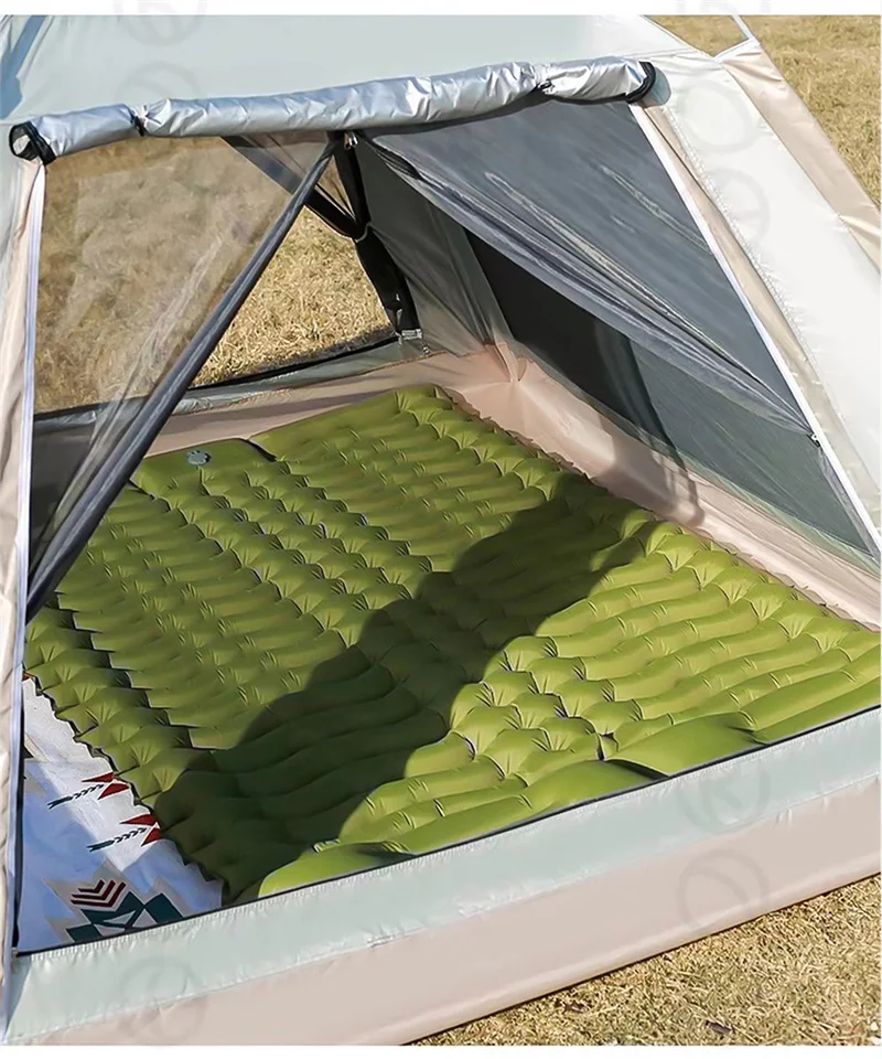 Outdoor Double Sleeping Pad Inflatable Mattress with Pillow 2 Persons Camping Mat Tourist Mattress for Hiking Camp Bed Air Matt