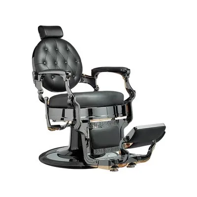 Yoocell High Quality Heavy-Duty Stainless Steel Barber Chair Black Gold Vintage Style Leather Salon Furniture Wholesale Price