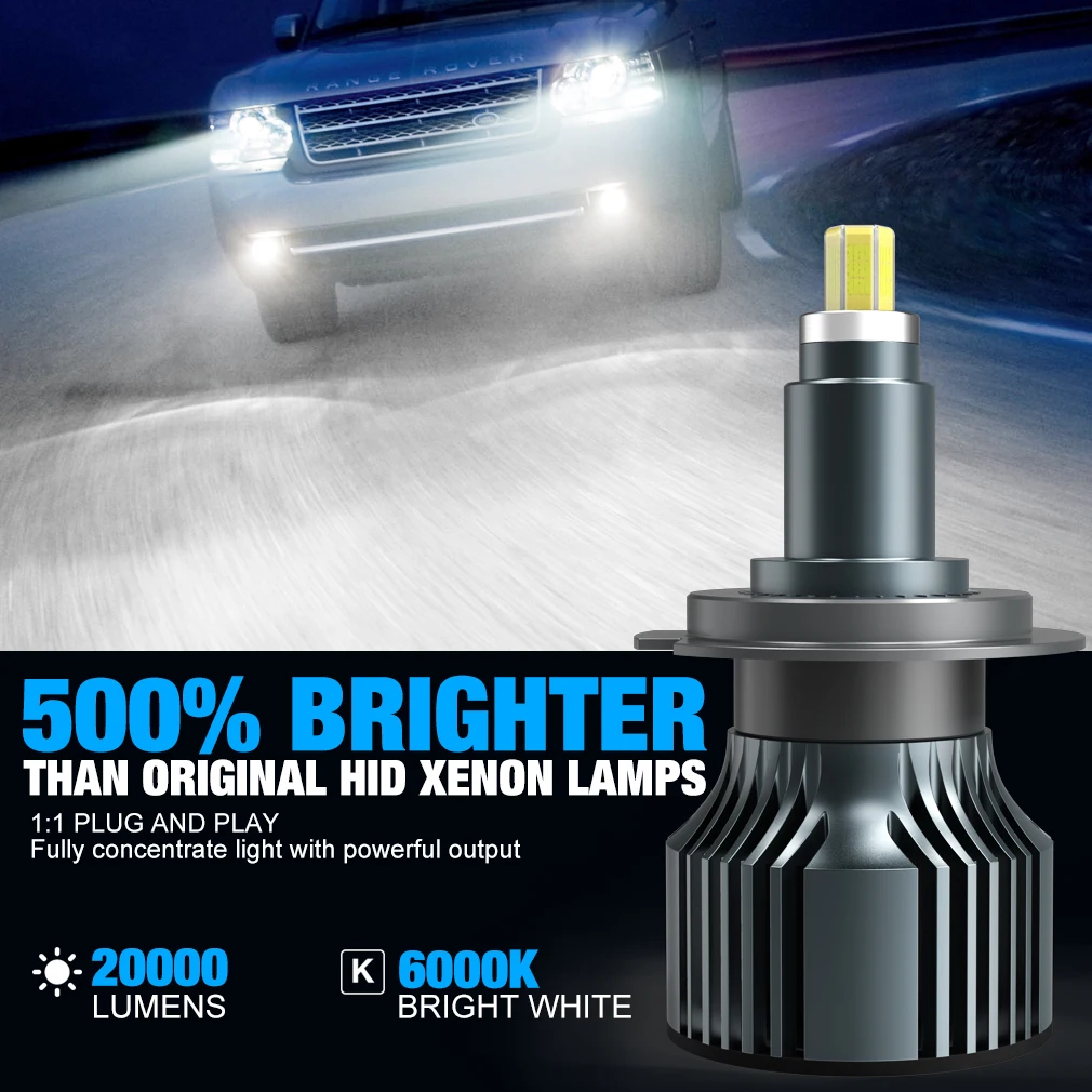 H1 LED H7 H11 3D 360 Led Car Headlight Bulbs HB3 9005 HB4 9006 Hir2 9012 6000K 20000LM 6 Sides Auto Light Lamp Hi/Low Beam