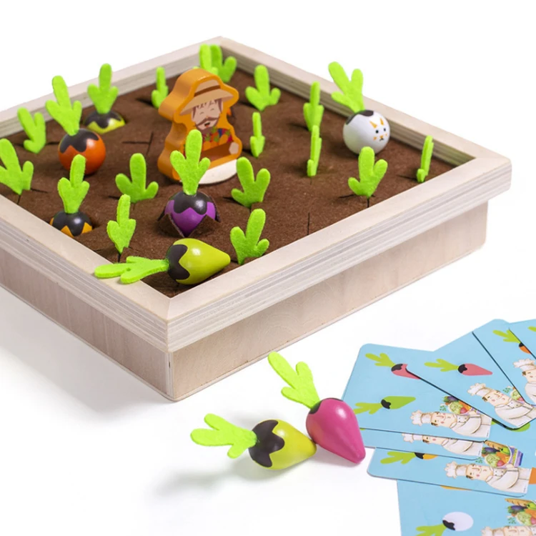 Color Sorting Matching Wooden Toys montessori Educational Carrots Harvest Toy Memory Games Radishes