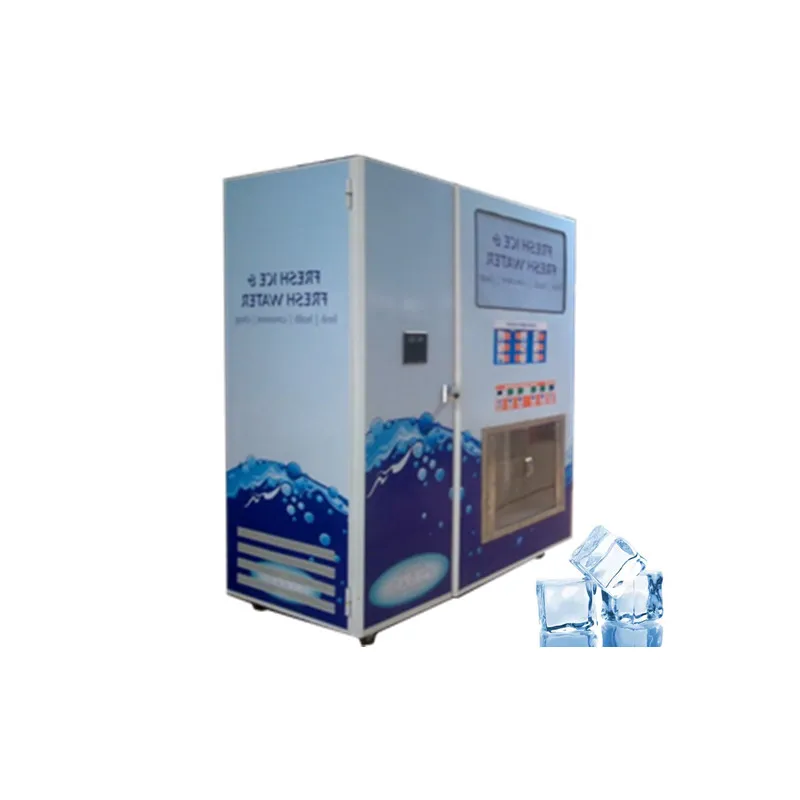 Outdoor Ice Block Maker And Purified Water Vending Machine With Auto Bagging