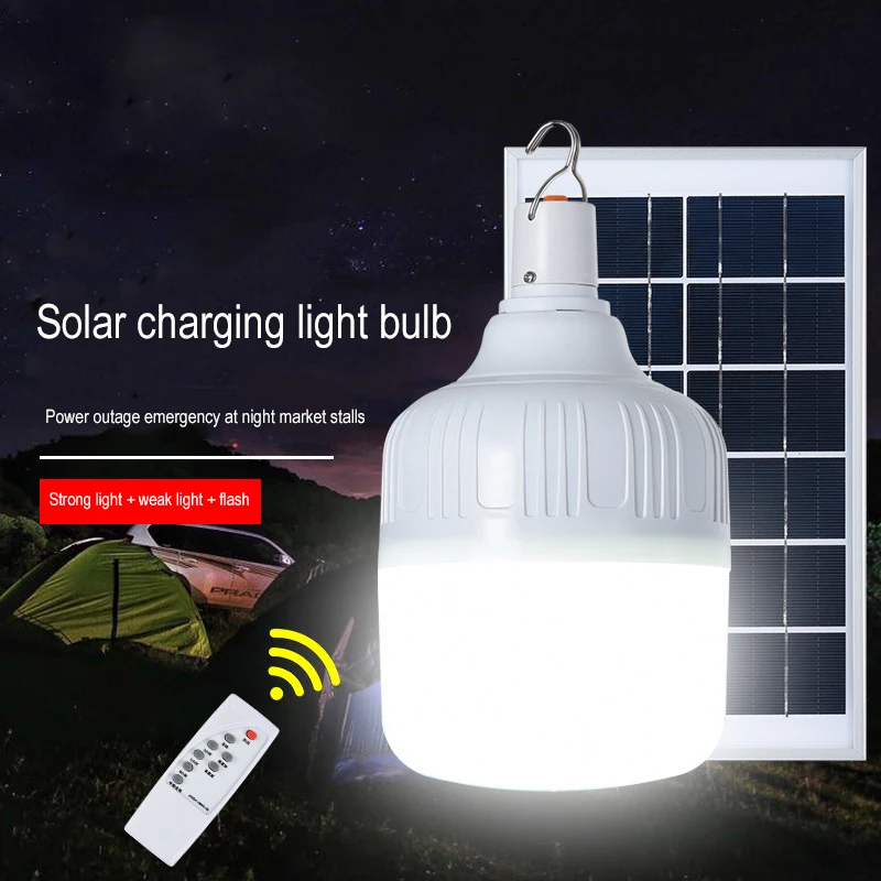 Portable Led Solar Panel Powered Lamp Emergency Light Bulb For Outdoor Garden Camping Tent Fishing