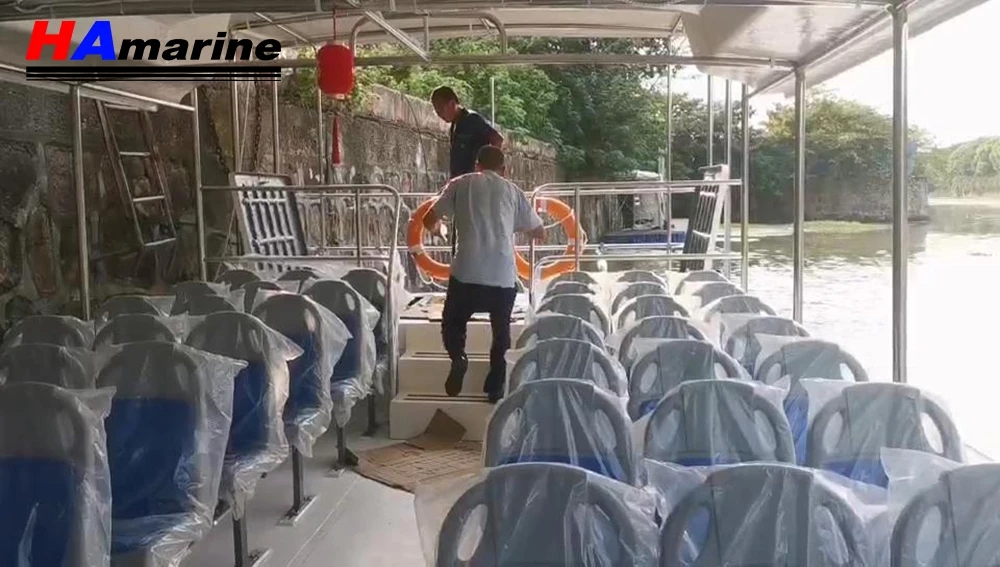 HA1250C high speed catamaran FRP water taxi power boat  without engine traffic boat  sight seeing water taxi