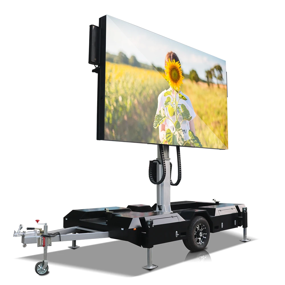 Factory price outdoor led screen trailer hydraulic lifting mobile Screen trailer advertising billboard screen trailer for sale