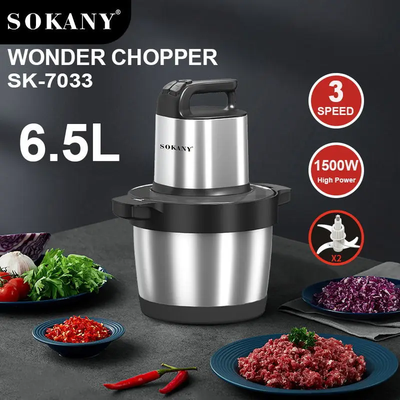 6.5L Электрический блендер простое управление кухонного комбайна детские кухонный комбайн многофункциональный 1500w нержавеющая