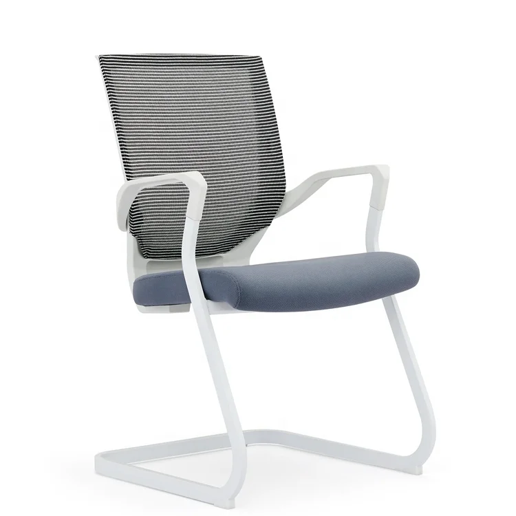 Белый стул для встреч, сетчатый стул для посетителей, средняя спинка с креплением для саней