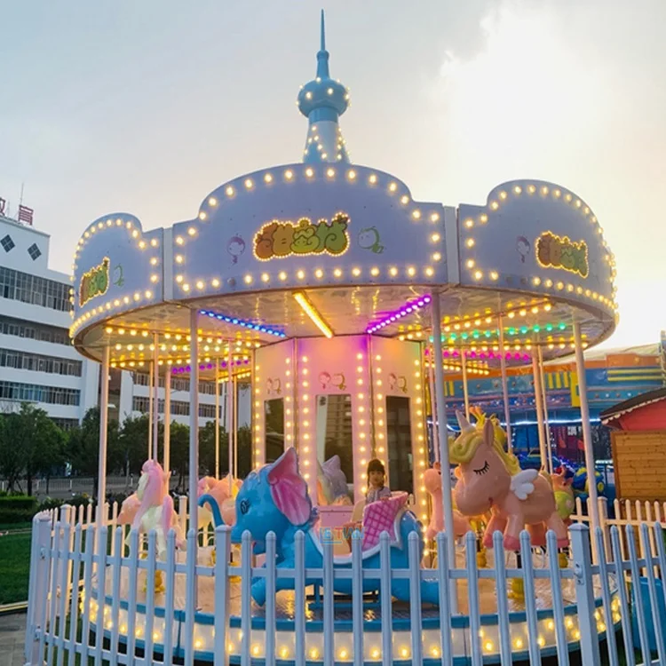 Factory price electric fiberglass merry go round kids carousel horses amusement rides for sale