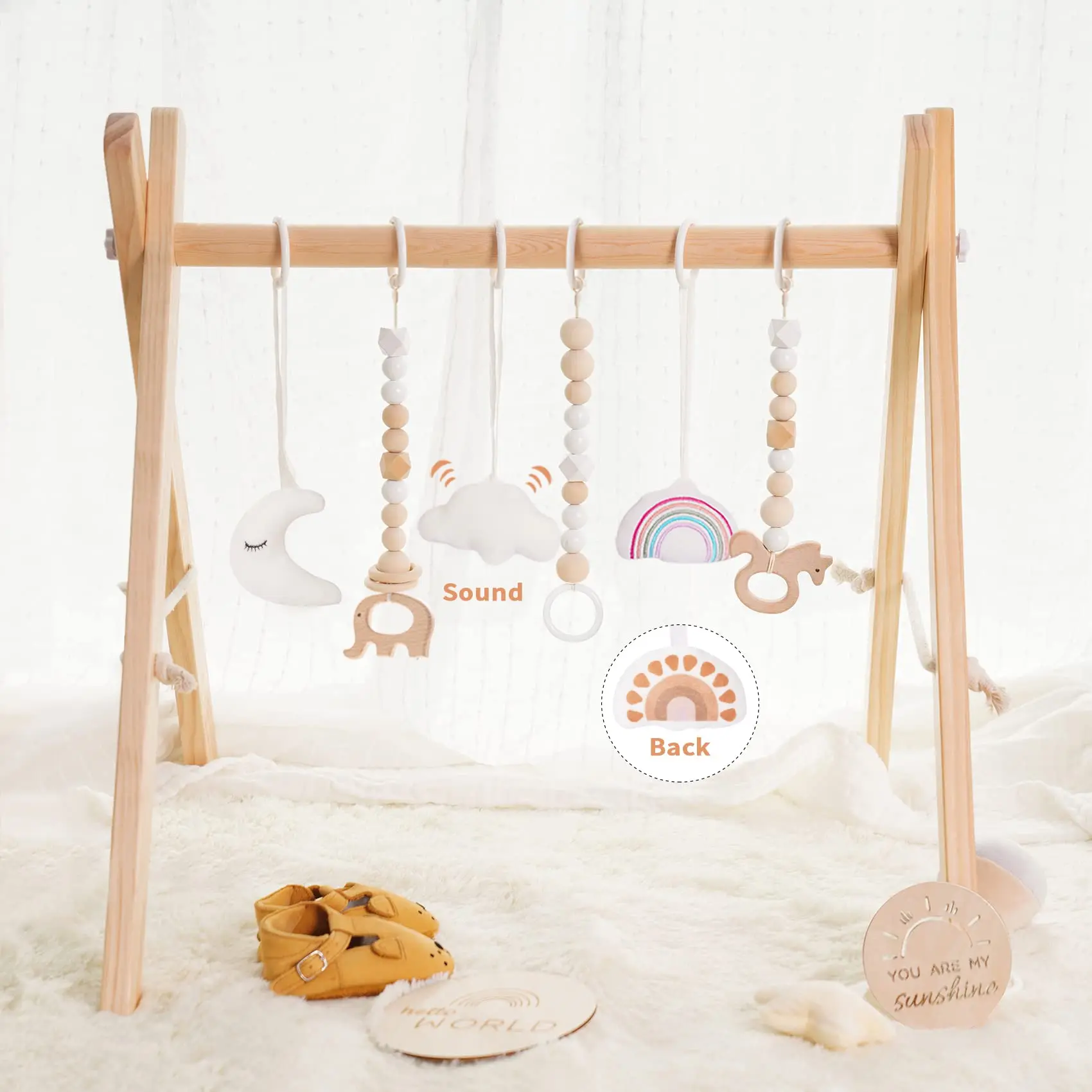 Handcraft Wooden Baby Play Gym Kids Toy Eco-friendly product suitable and safe for all skin and age