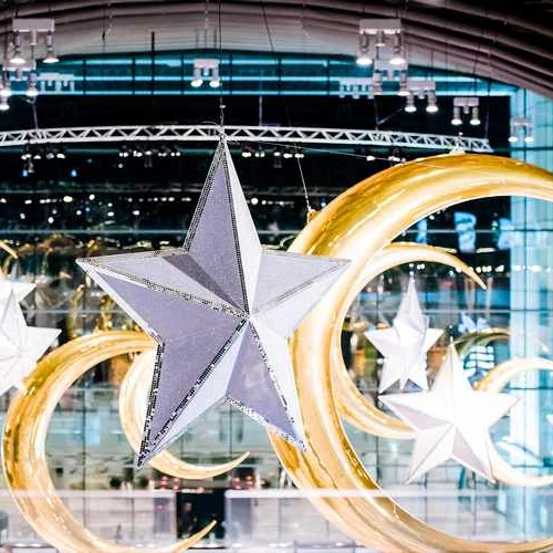 The best Ramadan decorations  LED Ramadan Crescent Moon Motif Lights Ramadan Decorations at Malls in Dubai