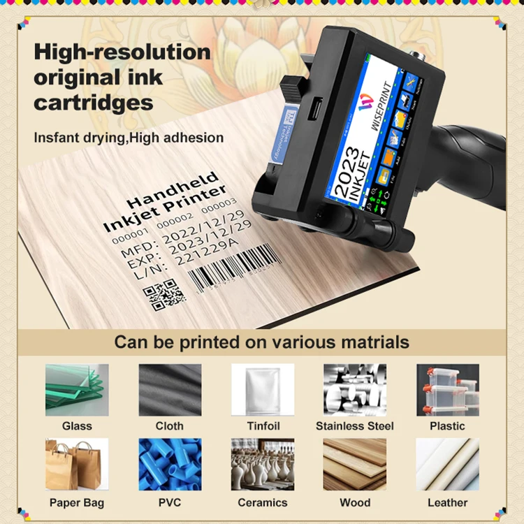 WISEPRINT TlJ  Fast Dry Online Smart Touch Screen Handheld Inkjet Printer