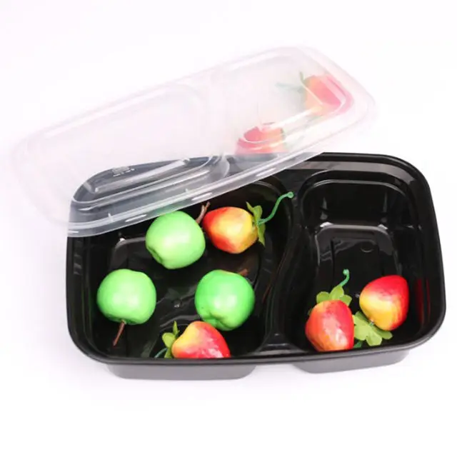 Plastic disposable Meal Prep Containers 2 Compartment With Lids Food Storage Box Plastic Food Disposable Container