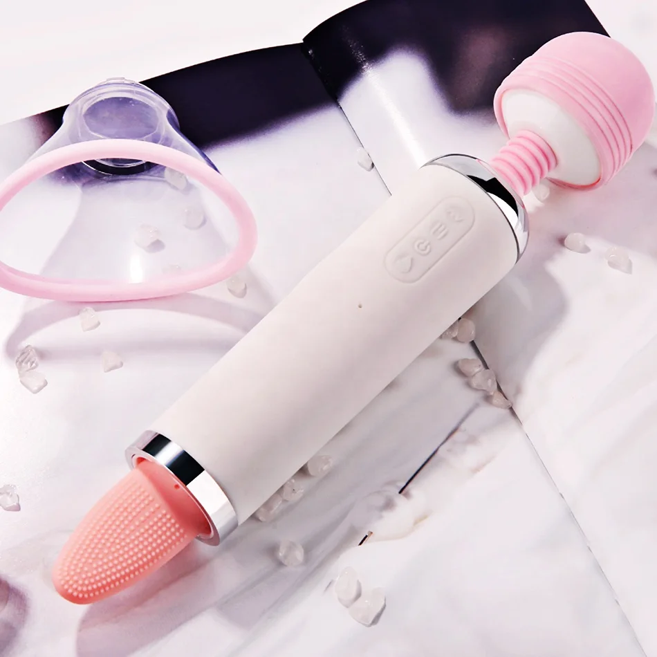 3 In 1 Tongue Licking Sucking Vibrator Clitoris Stimulation AV Wand Massager Female Masturbator Women Vibrator Adult Sex Toys