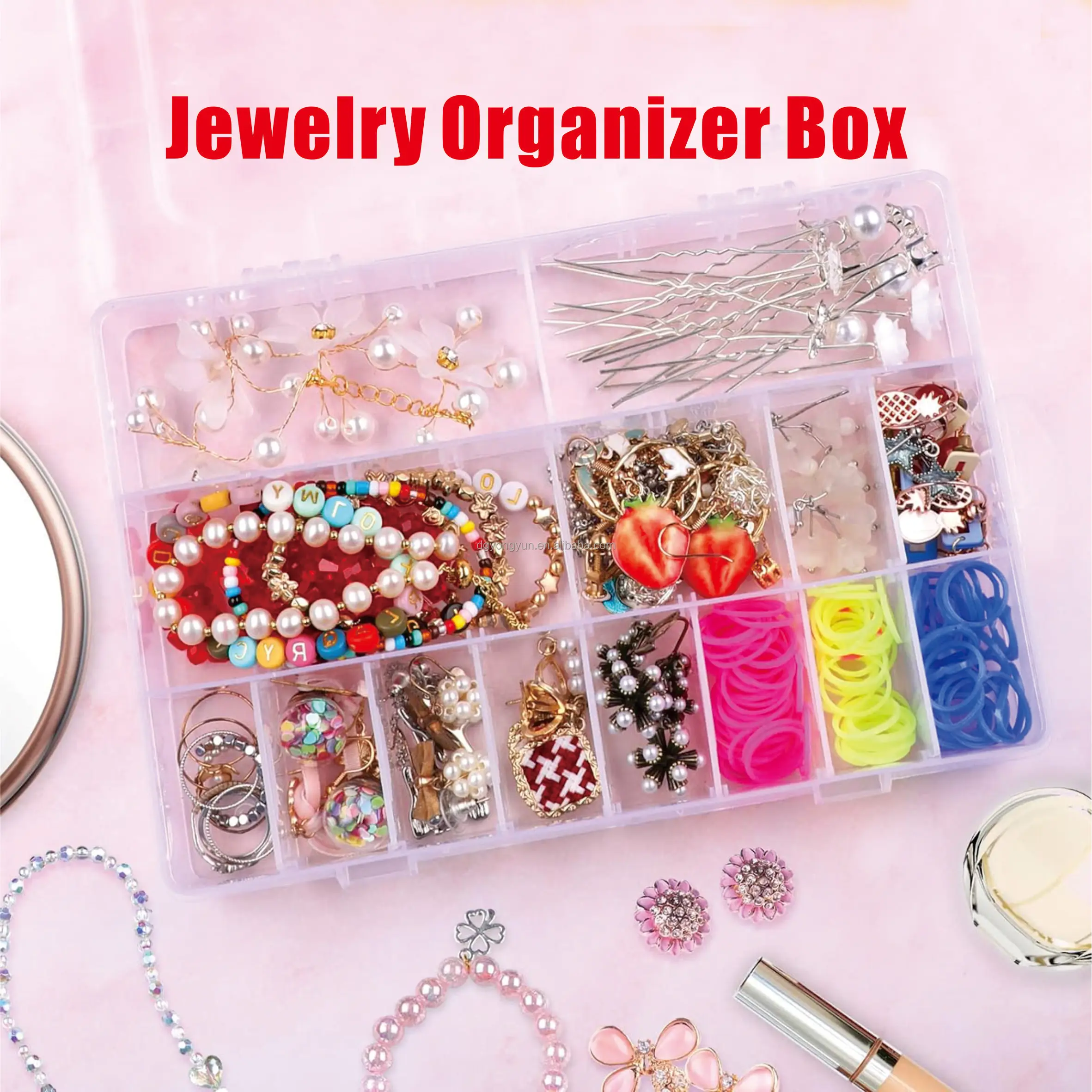 Small 24 Compartment Plastic Organizer with Adjustable Dividers, Clear Organizer, Jewelry . Fishing Gear. Small Parts. Organizer