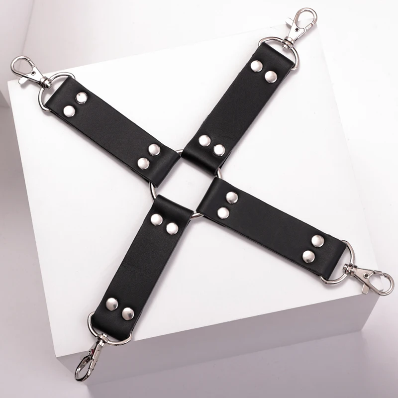 Sex Toys for Couples Adults Blackwolf Soft PU Leather Cross Belt for Handcuffs Anke Cuffs Bondage Restraints Sex Products BDSM