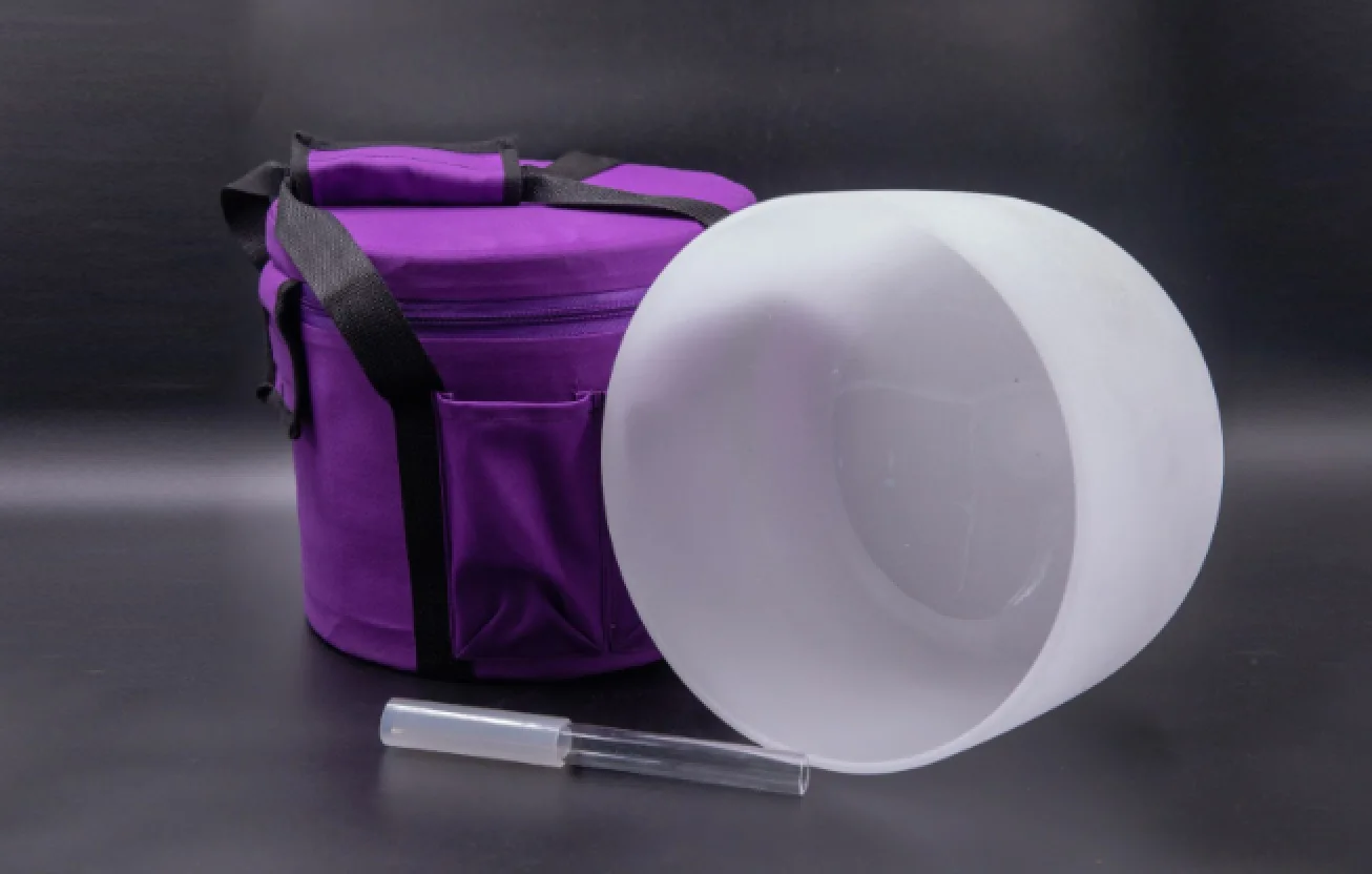 AMAZING BRAND Chakra Frosted Crystal Quartz Singing Bowl carry case