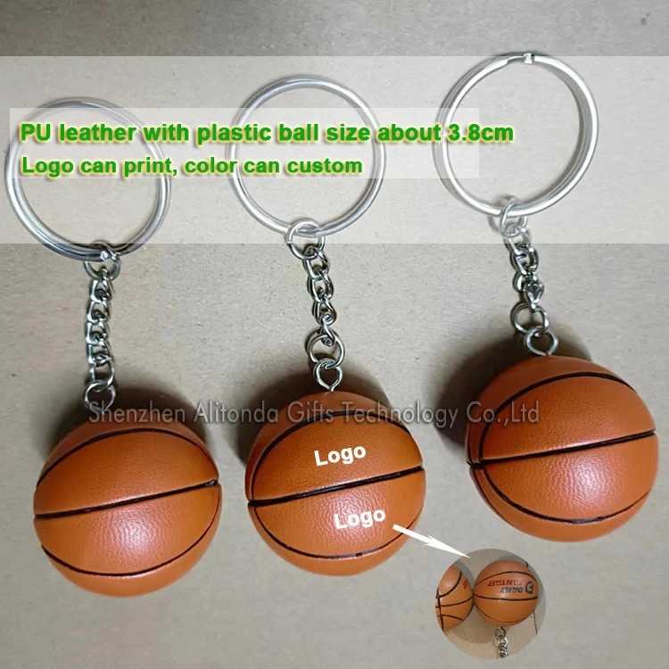 Wholesale stock hot basketball keychain sports fans souvenir promotional gifts 3d basketball shape logo color custom keychain