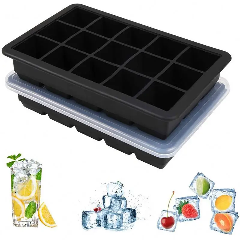 Silicone Ice Cube Tray 15 Cavity Square Ice Mold Freeze Mould Ice Cream Maker For Drinks Beverage