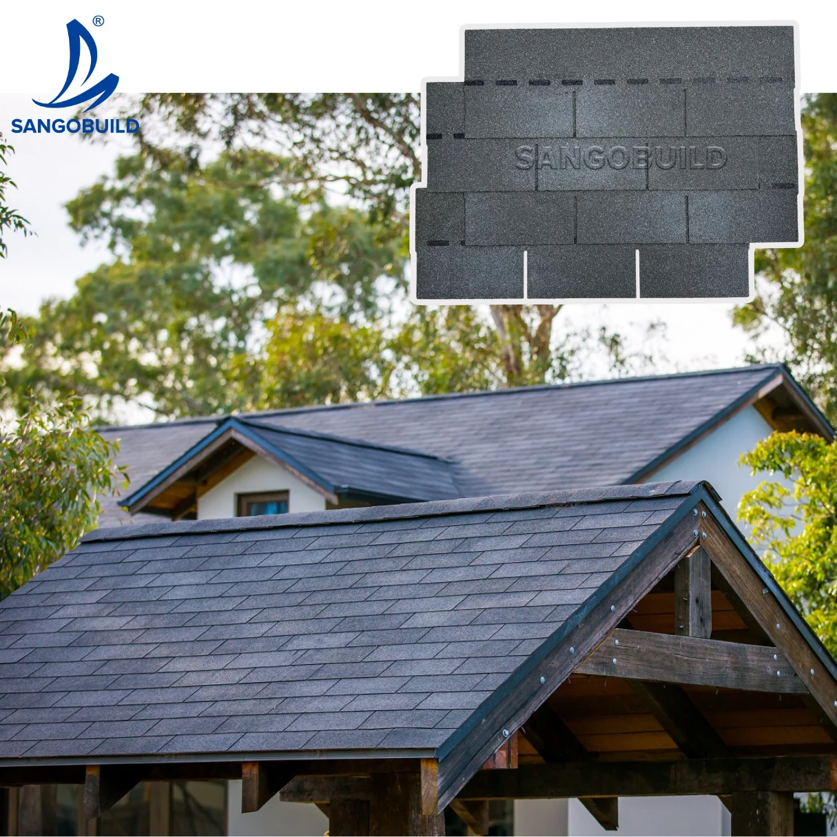 Algae Resistance Architectural Roofing Material Bitumen Asphalt Shingles Decorative 3 Tab Roof Tiles for Asia Market